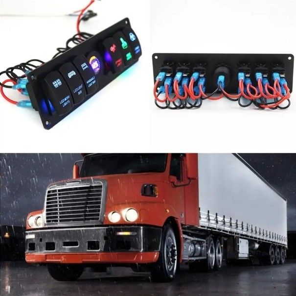 Цветовой вольтметр 6 Ганг DC12V 24V Led On Off 5 PIN Rocker Switch Panel Для каравана автомобильной морской