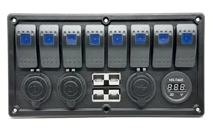 12V 8 Way Gang Rocker Switch Panel с W / 50A Dual Anderson Plugs Аксессуарный розетка и двойной USB