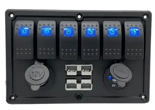 12V 8 Way Gang Rocker Switch Panel с W / 50A Dual Anderson Plugs Аксессуарный розетка и двойной USB