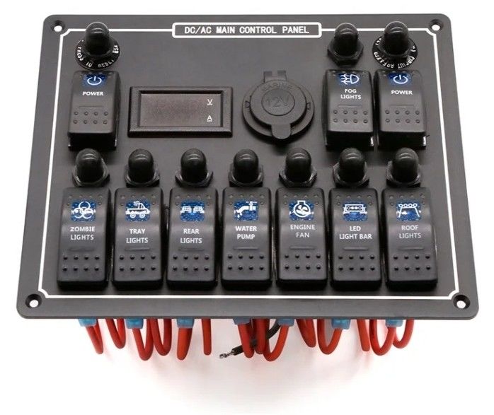 Панель переключателя для банды 10 USB Fast Dual Charger Socket Panel с легким многофункциональным переключателем для лодок Панель переключателя Marine Power System