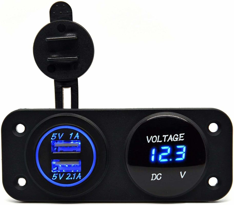 DC 12V 24V LED Digital Voltmeter Dual USB Outlet Power Socket Panel 3.1A Зарядный устройство