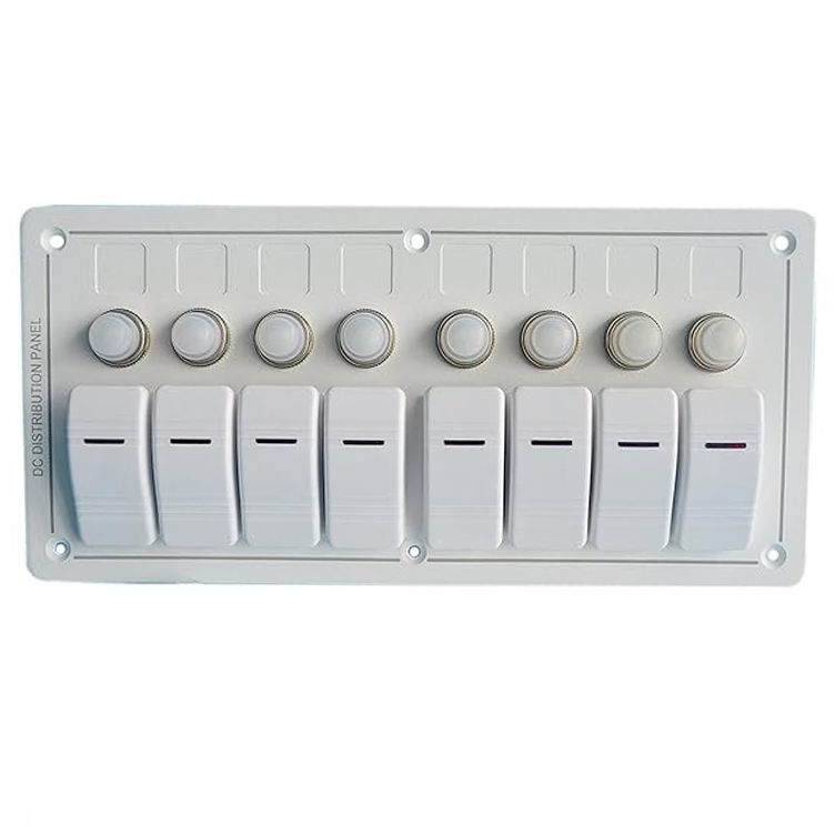 12-24V 6 Gang Boat Switch Panel Blue LED Rocker On-Off Опциональный выключатель