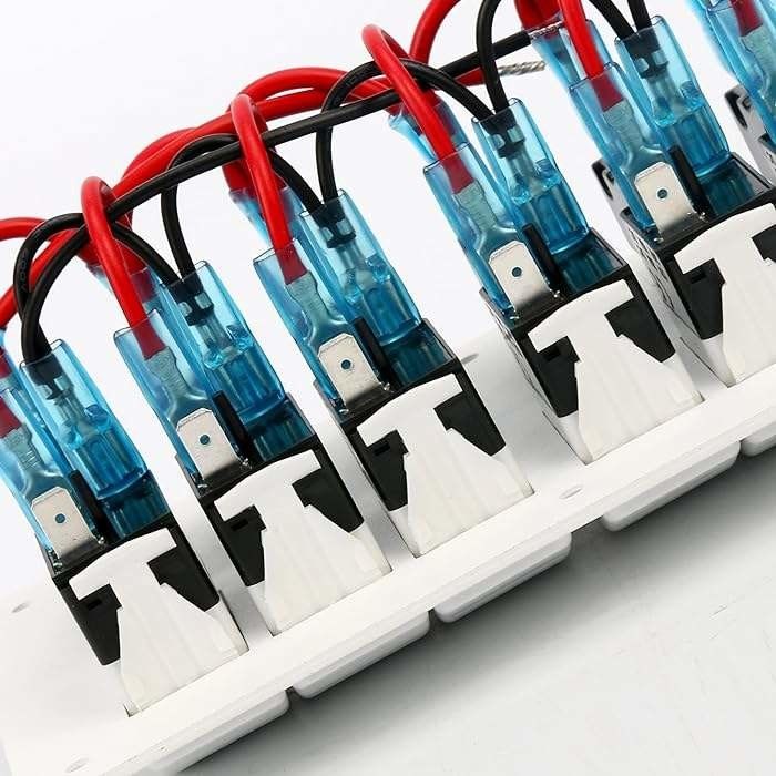 12-24V 6 Gang Boat Switch Panel Blue LED Rocker On-Off Опциональный выключатель