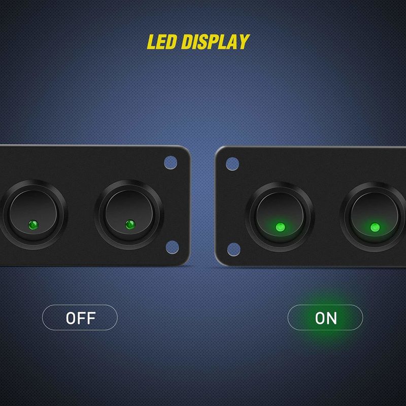 5 Gang Rocker Switch Panel 20A 3 Pin On Off 12V Зеленый переключатель для автомобилей грузовиков лодок