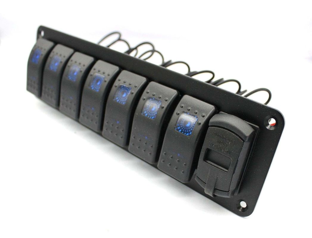 DC 12V 7 Gang Rocker Switch Panel с двойным зарядным устройством USB LED мощностью 4,8 ампера