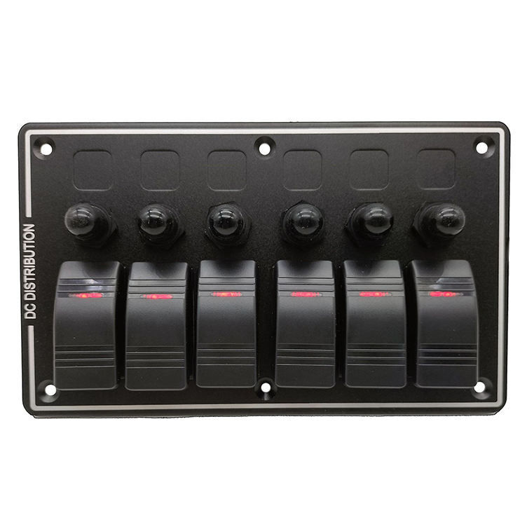 DC 12V 6 Gang Rocker переключательная панель с красным светодиодом для автомобильной лодки
