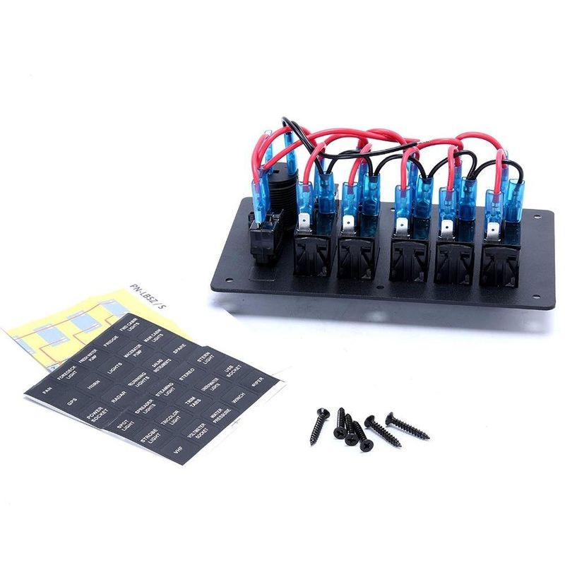 DC 12V 6 Gang Rocker переключательная панель с красным светодиодом для автомобильной лодки