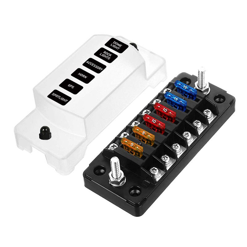 12V-24V DC 6 Way Fuse Block с отрицательным автобусом Atc/Ato Стандартные автомобильные предохранители
