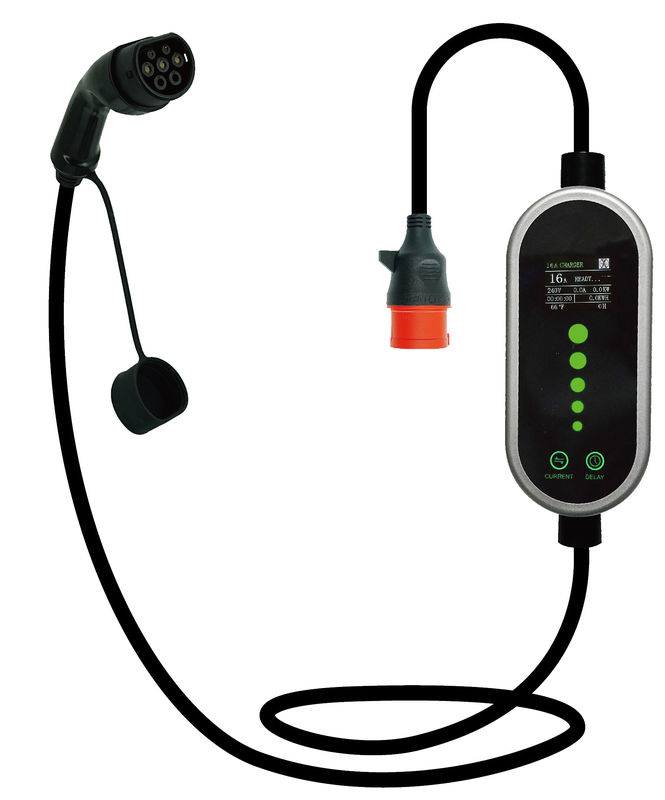 Портативные зарядные устройства для электромобилей 7KW Tpe Jacket IEC 62196 Type2 2.4 Quot LCD CE TUV ROHS